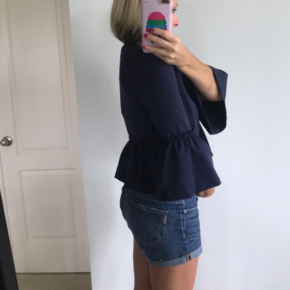 Blue Open Front Blazer - Picture 5 of 7